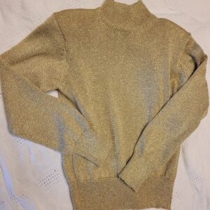 Evan Picone Metallic Gold Knit Top